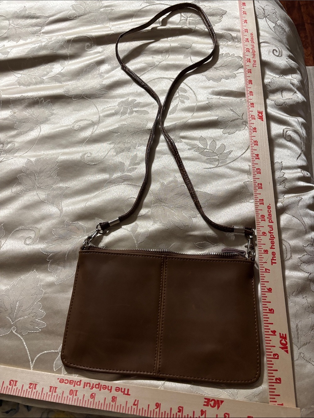 Men's Brown Leather Messenger Crossbody Bag - Slim Everyday Carry